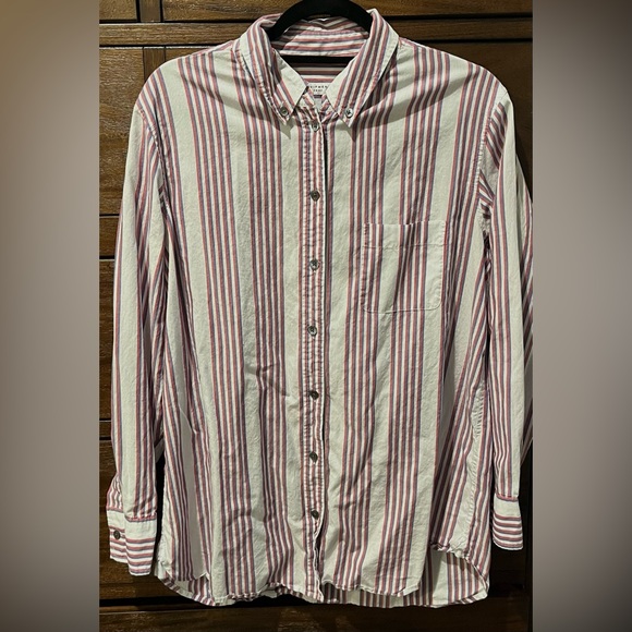 Equipment Margaux Striped Button Down Shirt 100% Cotton Red Blue Sz Medium - Picture 1 of 6
